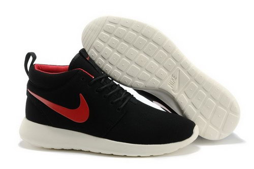 Nike Roshe Run High Cut Mens Shoes Black Red Online Store